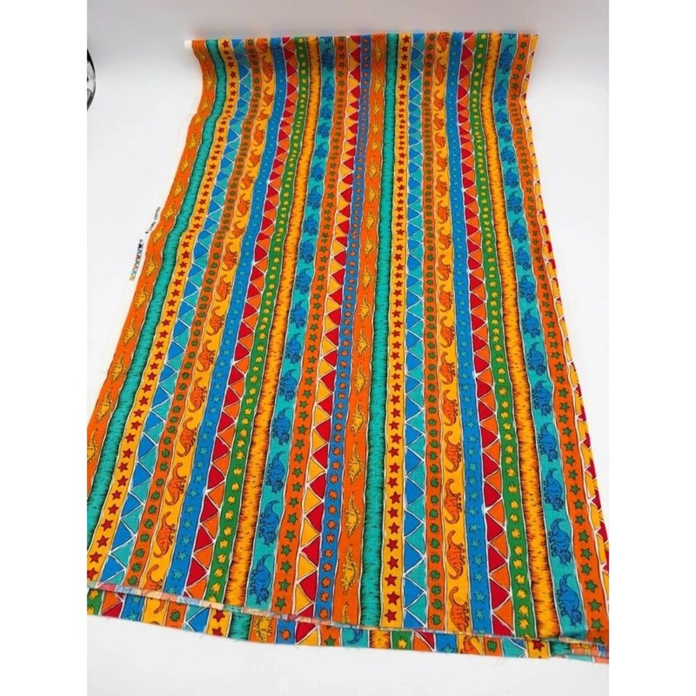 Rare Vintage Laurel Burch "Legends" Prehistoric Dinosaur Cotton Fabric
